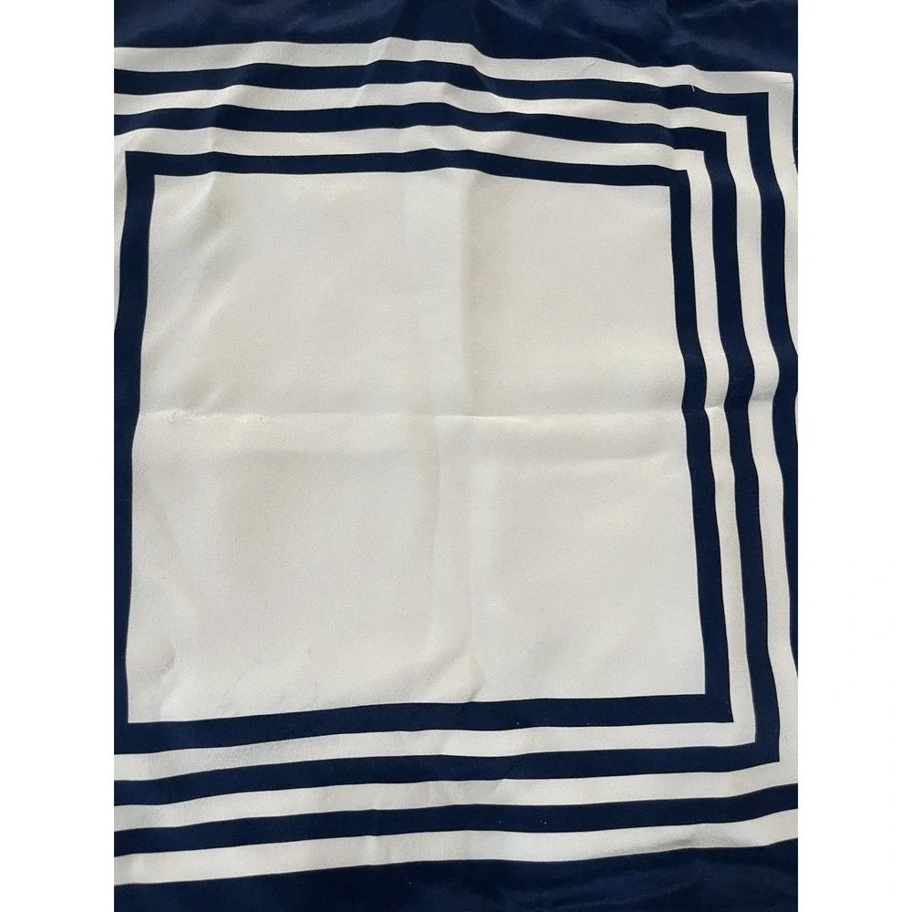 Vtg Ralph Lauren Navy‎ Blue White Deefield Silk Pillow Sham 20 x 20